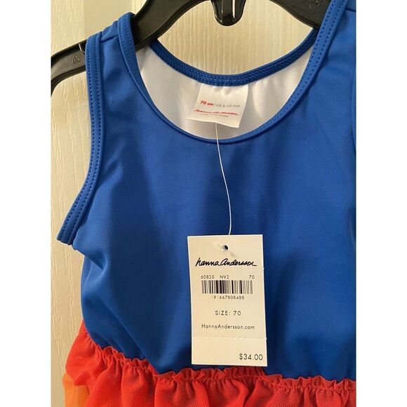 Hanna Andersson Sunblock Rainbow Ruffle One Piece Swimsuit Size 70 6-12 Mos NWT - Picture 5 of 7